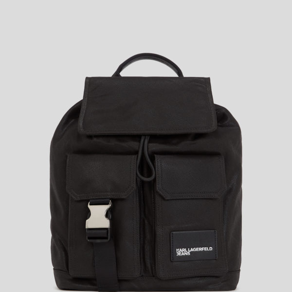 Karl Lagerfeld, Utility Coated Denim Backpack, Femme, Denim noir enduit, Taille: X00