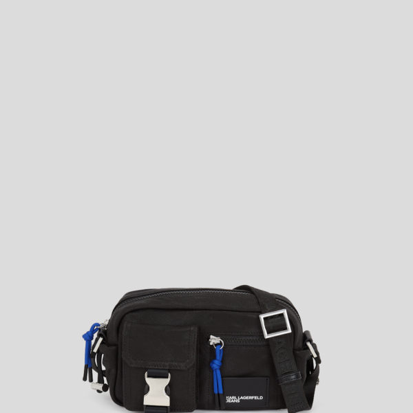 Karl Lagerfeld, Utility Coated Denim Camera Bag, Femme, Denim noir enduit, Taille: X00