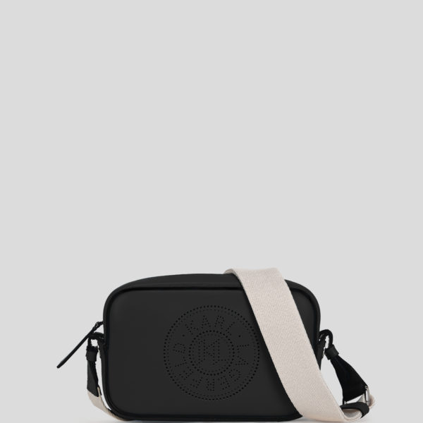 Karl Lagerfeld, Sac Bandoulière Perforé K/circle, Femme, Noir-Nickel, Taille: X00