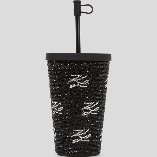 Karl Lagerfeld, Rhinestone Karl Autograph To-go Cup, Femme, Noir pailleté, Taille: X00