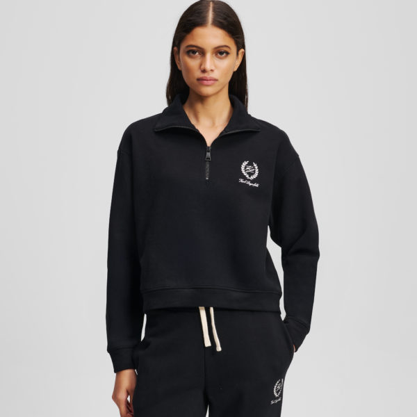 Karl Lagerfeld, Hotel Karl Loungewear Half-zip Sweatshirt, Femme, Noir, Taille: XXS