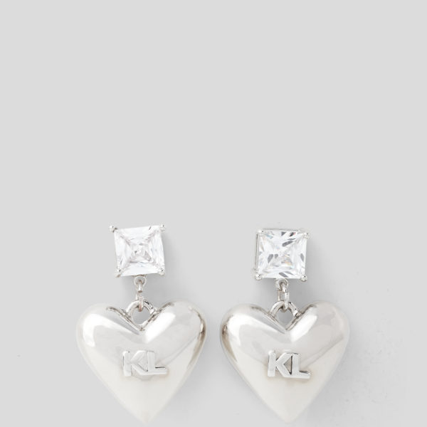 Karl Lagerfeld, K/rock Heart Earrings, Femme, Argent, Taille: X00