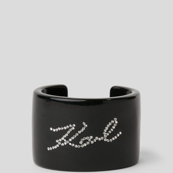 Karl Lagerfeld, K/signature Rhinestones Cuff, Femme, Noir, Taille: X00