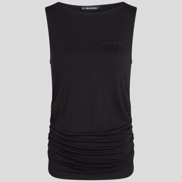 Karl Lagerfeld, Haut Froncé À Col Bateau Karl Signature, Femme, Noir, Taille: XXXL