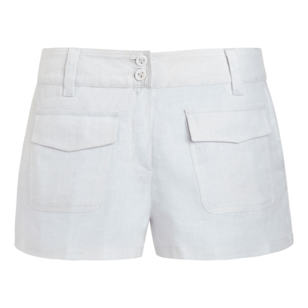 Vilebrequin Women Linen Bermuda Shorts Solid – Limited Edition – Bermuda – Cabris – White – Size XL