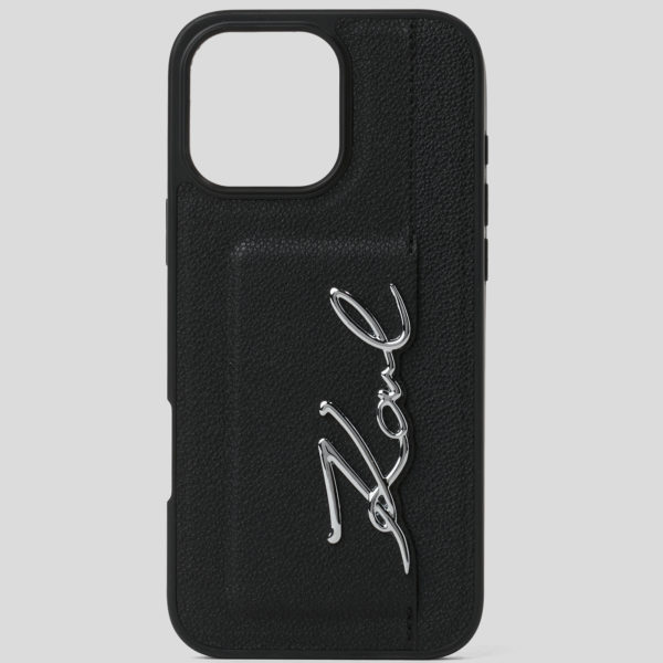 Karl Lagerfeld, Coque Karl Signature Pour Iphone 16 Pro Max, Femme, Noir, Taille: L00
