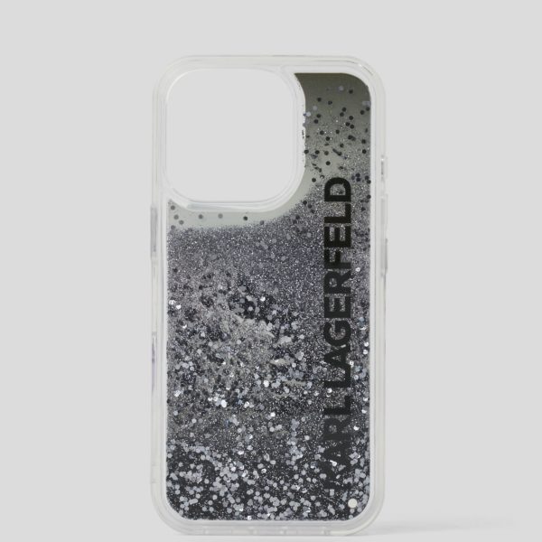 Karl Lagerfeld, Coque Pailletée Ornée Du Logo Karl Pour Iphone 16 Pro, Femme, Noir, Taille: L00
