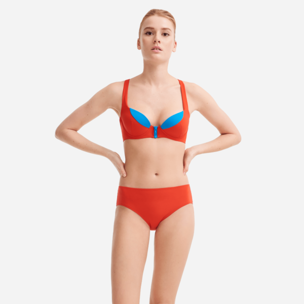 Vilebrequin Women Contrasted Bikini Top With Underwires – Limited Edition – Swimming Trunk – Culte – Red – Size S