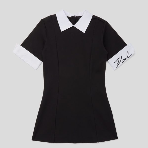 Karl Lagerfeld, Robe À Col Pour Filles, unisex, Noir, Taille: L8Y