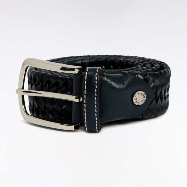 Ceinture En Cuir Tressé Marine Eden Park