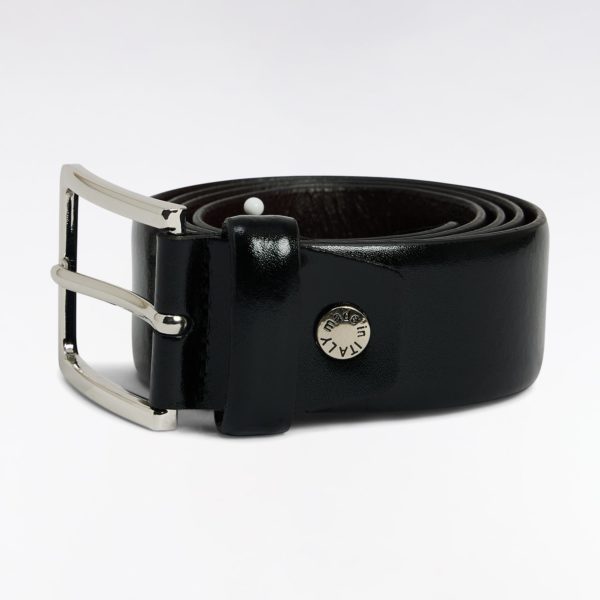 Ceinture En Cuir Lisse Noir Eden Park