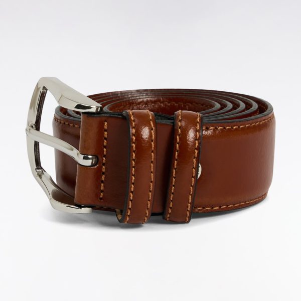 Ceinture En Cuir Lisse Marron À Double Passants Eden Park