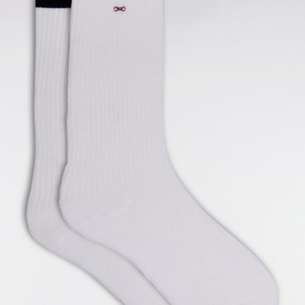 Chaussettes En Coton Stretch Mélangé Blanches Logo Eden Park Eden Park