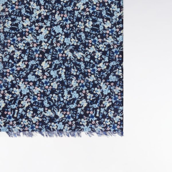 Écharpe En Coton Et Soie Imprimé Fleuri Bleu Eden Park