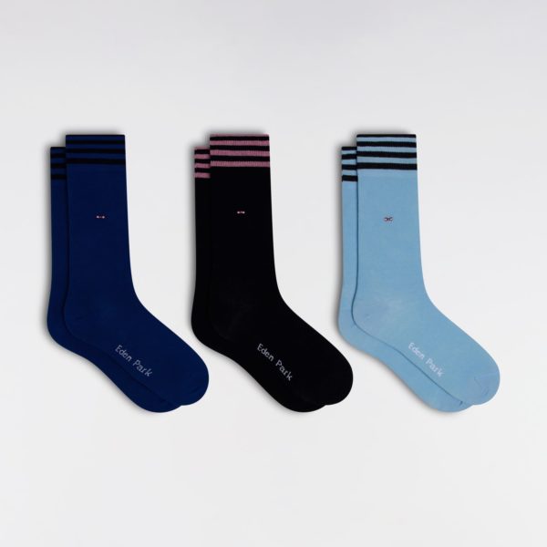 Lot De 3 Paires De Chaussettes Bleues En Coton Stretch Mélangé Eden Park