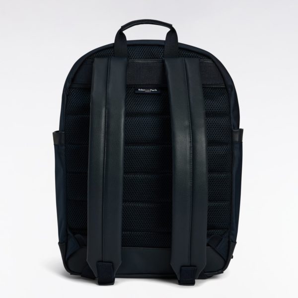 Sac À Dos En Toile Et Cuir Noir Eden Park
