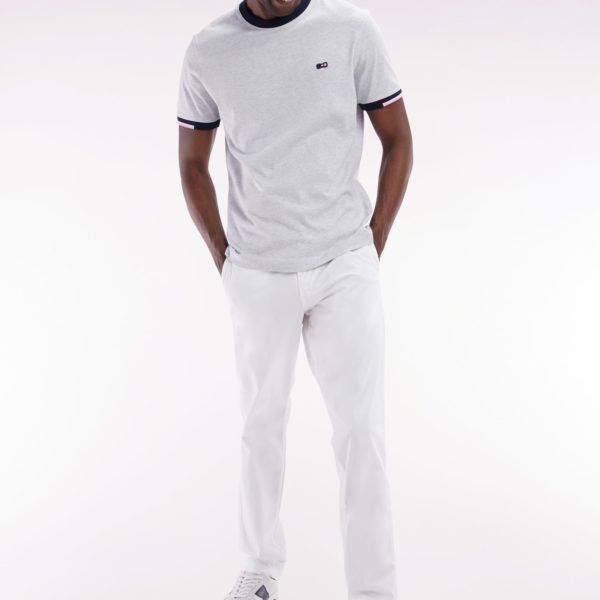 Pantalon Chino Sans Plis En Coton Stretch Blanc Coupe Droite Eden Park