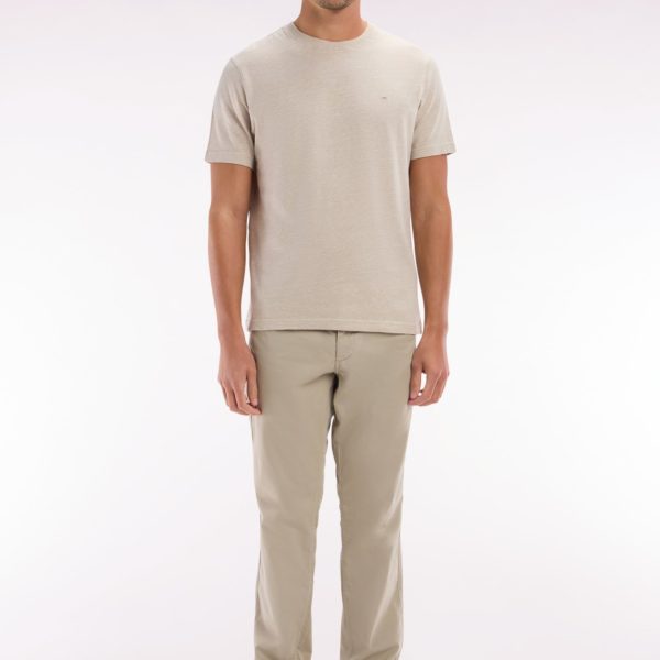 Pantalon Chino Sans Plis En Coton Stretch Beige Coupe Droite Eden Park