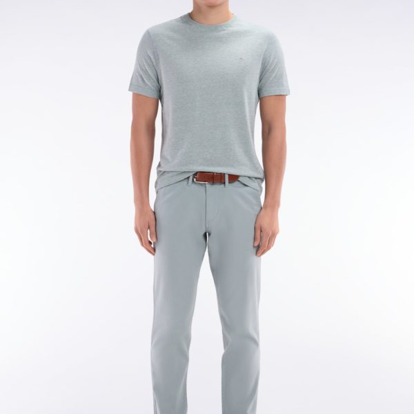 Pantalon Chino Sans Pli En Coton Et Lin Stretch Gris Moyen Coupe Droite Eden Park