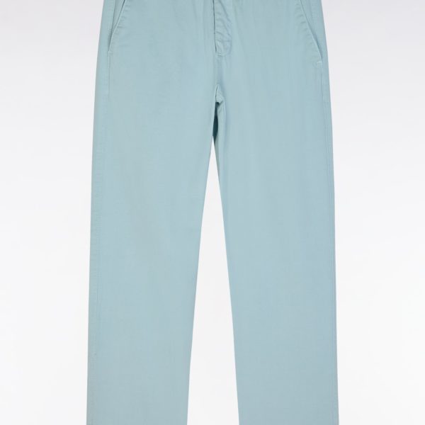 Pantalon Chino Sans Plis En Coton Stretch Vert D'eau Coupe Droite Eden Park