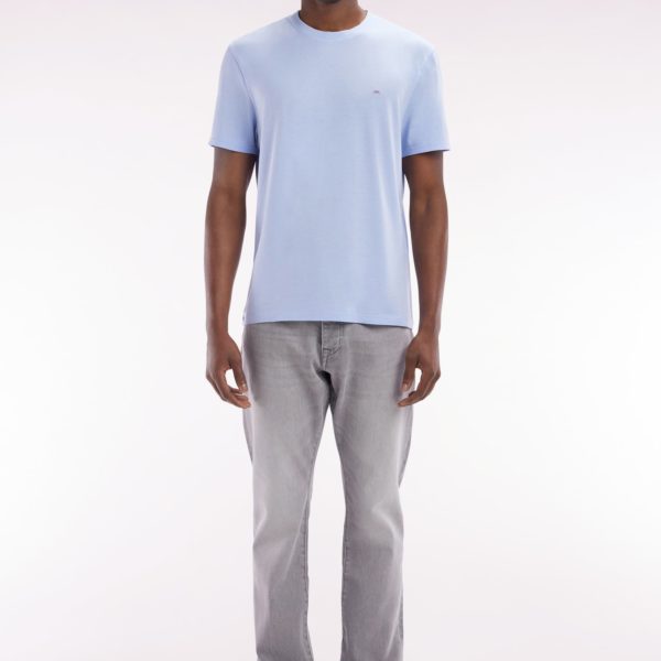 Jean 5 Poches En Denim Stretch Gris Clair Stone Bleach Coupe Droite Eden Park