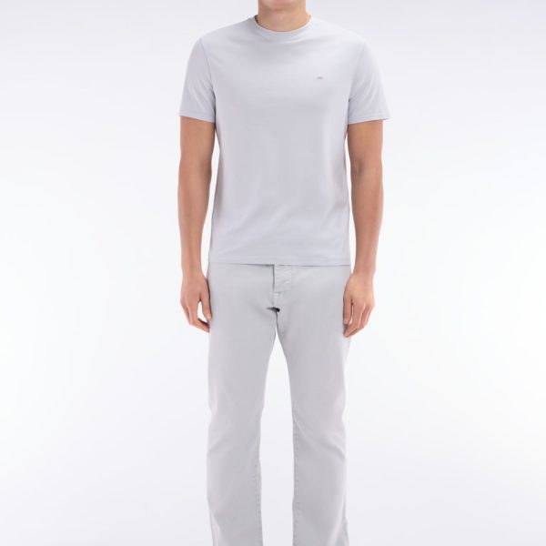 Jean 5 Poches En Denim Stretch Gris Clair Coupe Droite Eden Park
