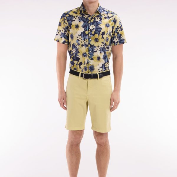 Bermuda Chino En Coton Stretch Ivoire Coupe Droite Eden Park
