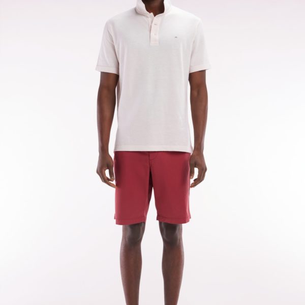 Bermuda Chino En Coton Stretch Rouge Coupe Droite Eden Park