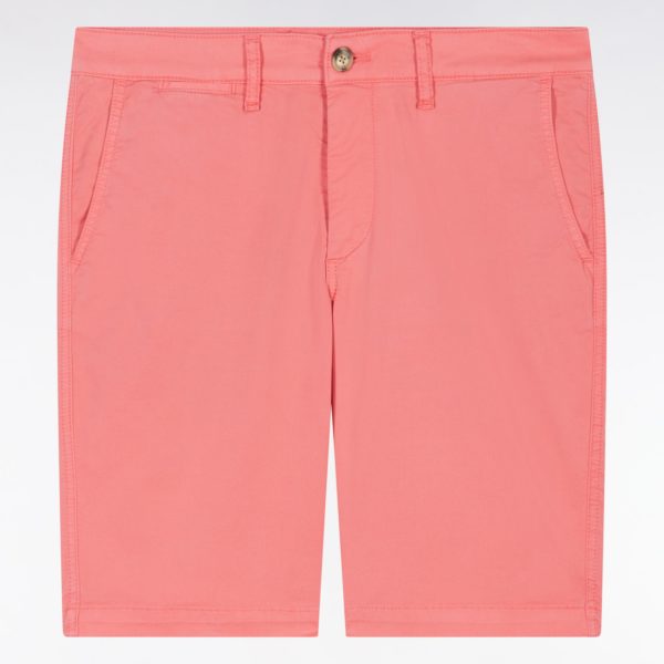 Bermuda Chino En Coton Stretch Rose Saumon Coupe Droite Eden Park