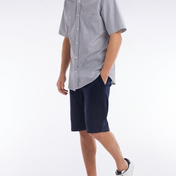 Bermuda En Lyocell Et Coton Stretch Marine Coupe Droite Eden Park