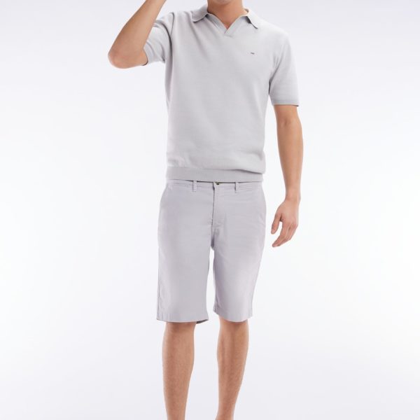 Bermuda En Lyocell Et Coton Stretch Gris Moyen Coupe Droite Eden Park