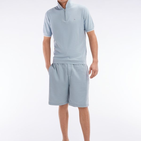 Bermuda À Taille Élastiquée En Lyocell Et Coton Stretch Gris Moyen Eden Park