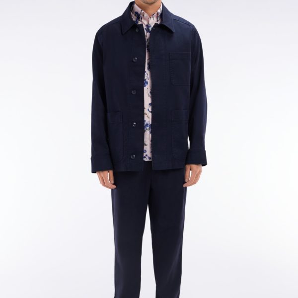 Pantalon À Taille Élastique En Coton Stretch Coupe Modern Marine Eden Park