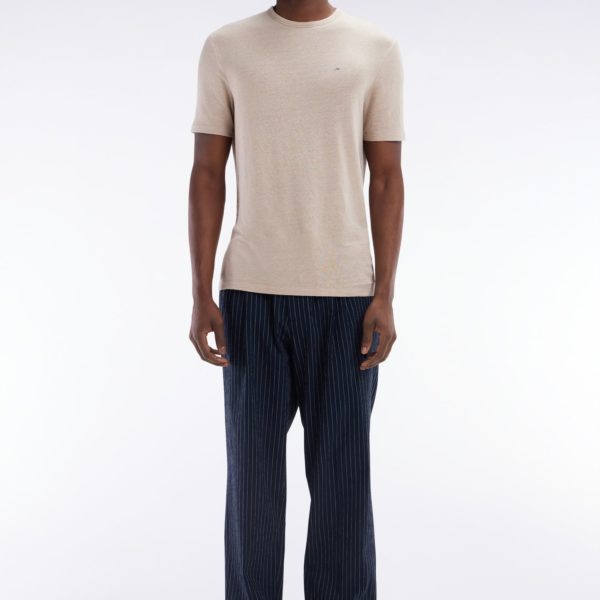 Pantalon Seersucker En Coton Stretch Marine À Rayure Tennis Eden Park