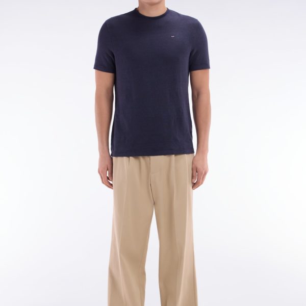 Pantalon À Plis Jambes Larges En Lyocell Et Coton Stretch Beige Eden Park
