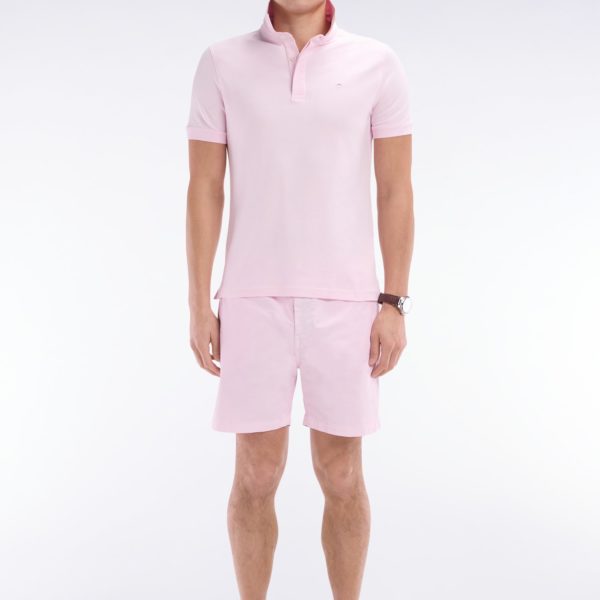 Short À Taille Élastique En Coton Stretch Uni Rose Eden Park