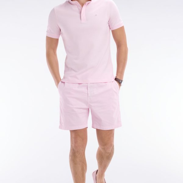 Short À Taille Élastique En Coton Stretch Uni Rose Eden Park