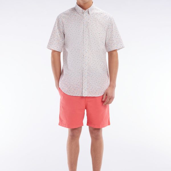 Short À Taille Élastique En Coton Stretch Uni Rose Saumon Eden Park