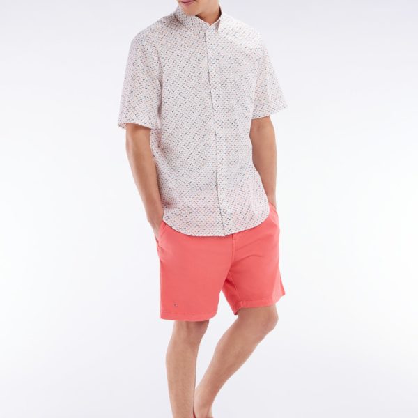Short À Taille Élastique En Coton Stretch Uni Rose Saumon Eden Park