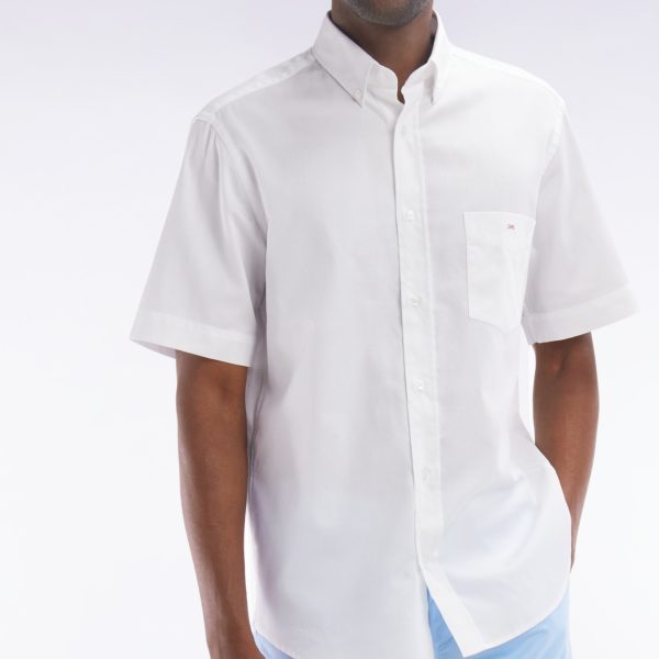 Chemise À Manches Courtes En Coton Blanc Coupe Droite Eden Park
