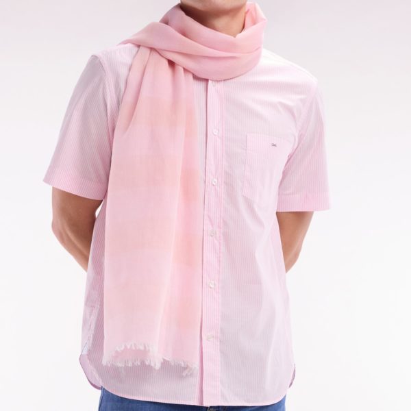 Chemise À Manches Courtes En Coton Tissage Jacquard Rayé Rose Coupe Droite Eden Park