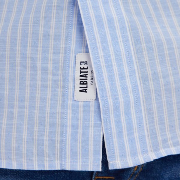 Chemise Rayée À Manches Courtes En Coton Ciel Coupe Droite Eden Park
