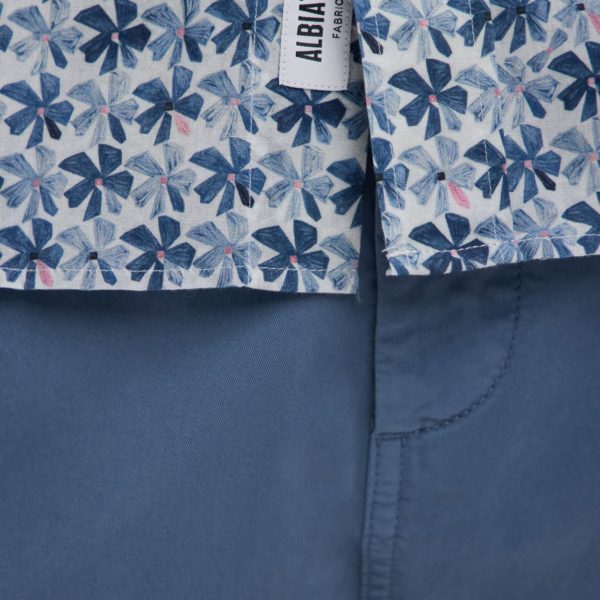 Chemise À Manches Courtes En Coton Gris Moyen Imprimé Fleurs Graphique Coupe Droite Eden Park