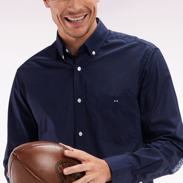 Chemise En Coton Marine Coudière Coupe Droite Eden Park