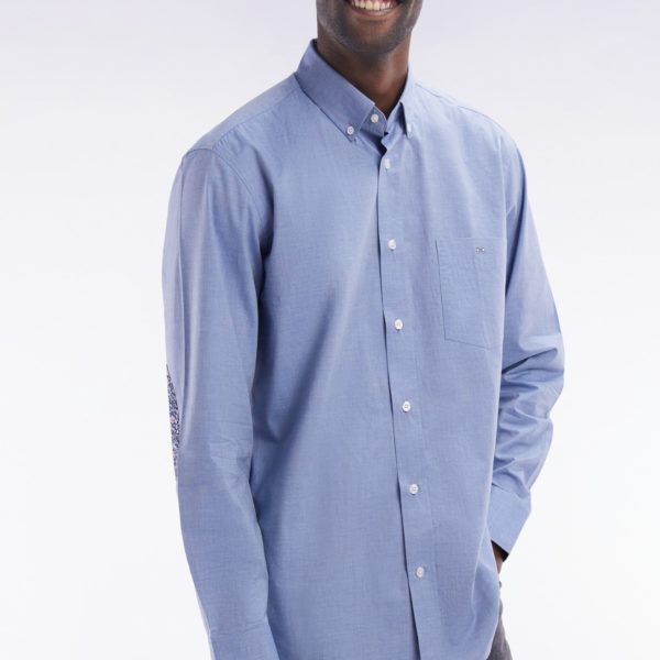 Chemise En Coton Bleu Ciel Coudière Coupe Droite Eden Park
