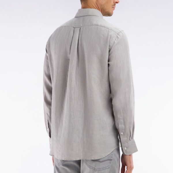 Chemise En Lin Gris Unie Coupe Droite Eden Park
