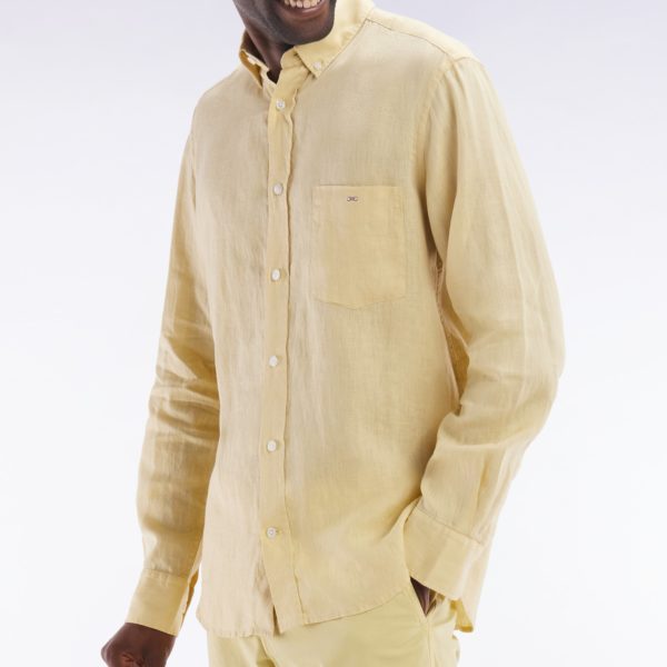 Chemise En Lin Ivoire Unie Coupe Droite Eden Park