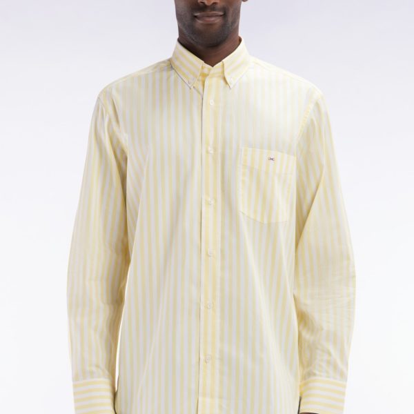 Chemise À Rayures Bâtons En Coton Ivoire Coupe Droite Eden Park