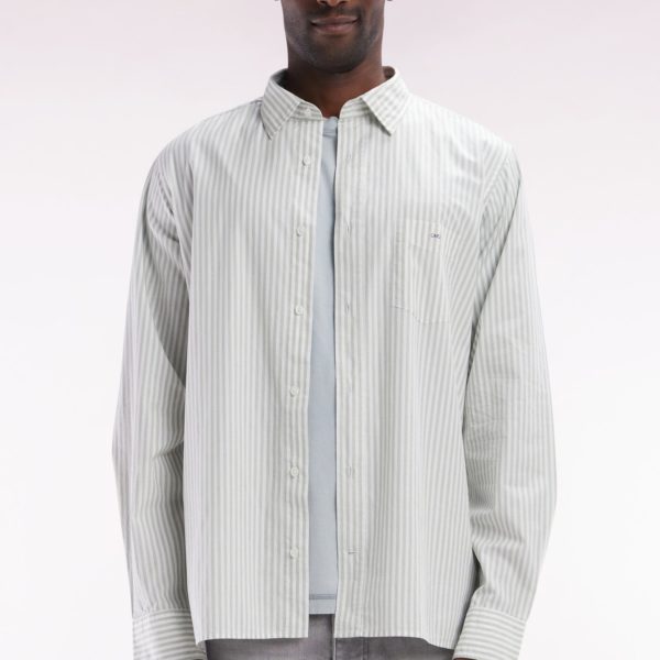 Chemise En Coton À Rayures Grises Coupe Droite Eden Park