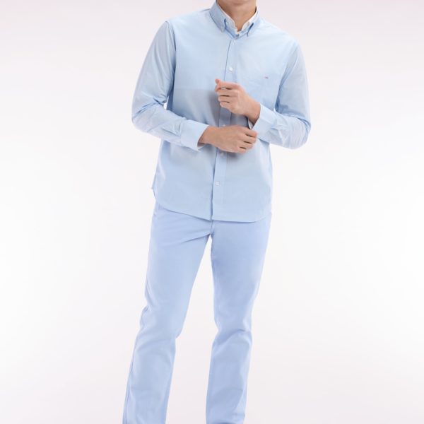 Chemise Imprimé Vichy En Coton Ciel Coupe Droite Eden Park
